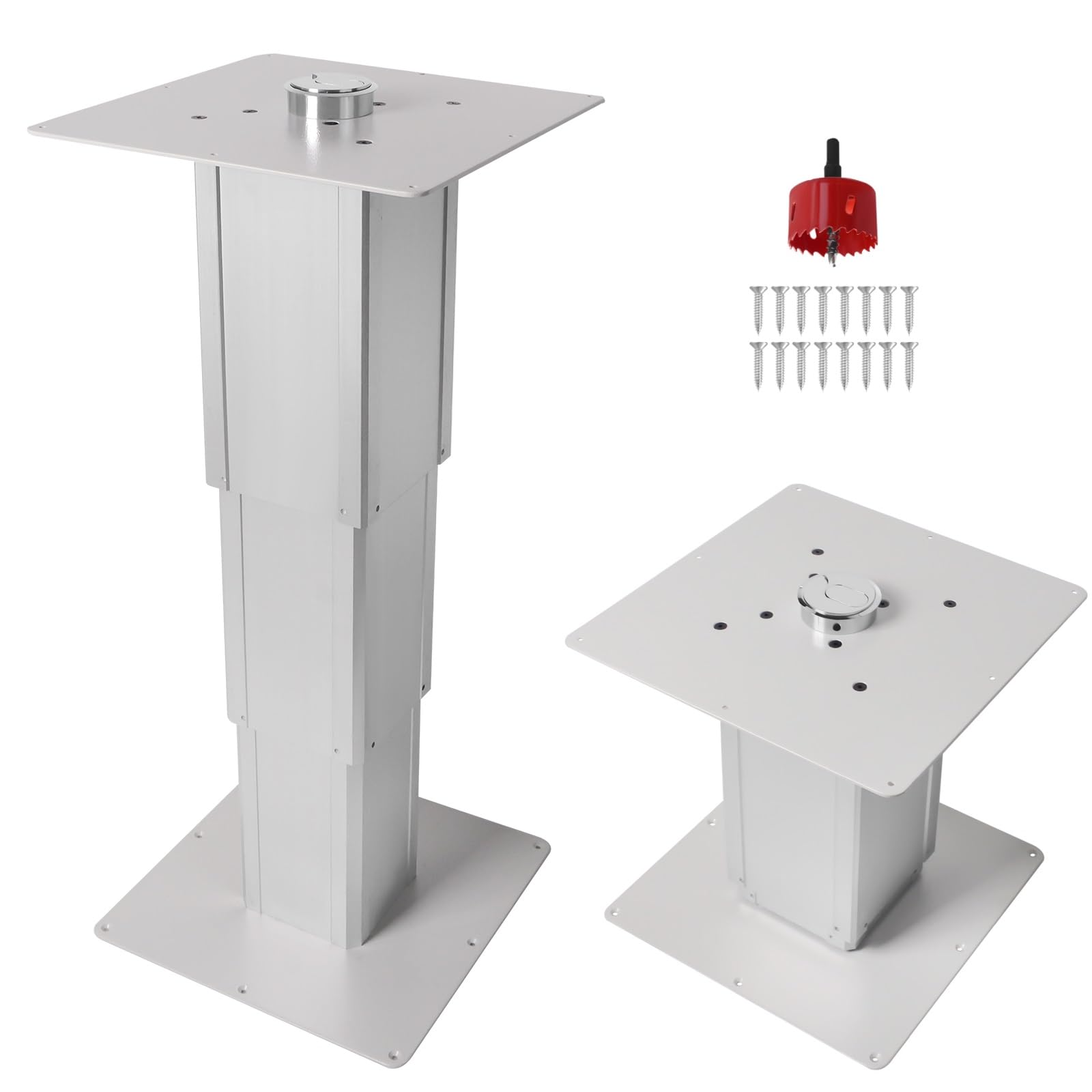 Bezproblemowy uchwyt do podstawy stołu gazowego, wytrzymały aluminiowy stojak teleskopowy (od 12 do 71 cm) do przyczepy kempingowej, łodzi pontonowej, trwały sprzęt (srebrny)