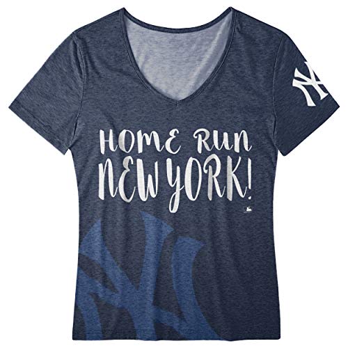 FOCO MLB Women's Home Run V-Neck Tee, New York Yankees Large