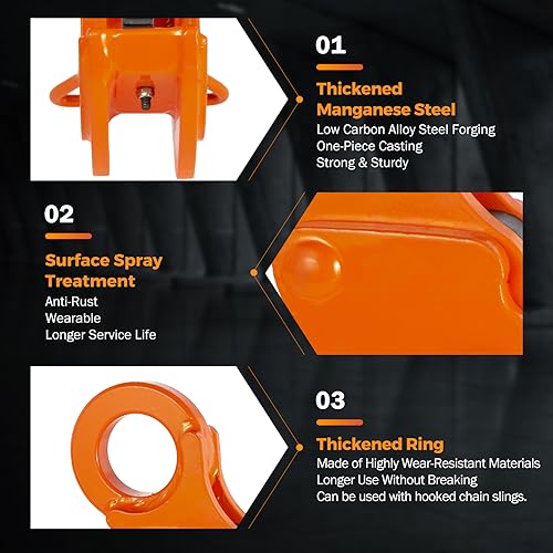 Image of BEAMNOVA 2 Tons Horizontal Plate Lifting Clamp, Flexible Ring | 4400 lbs Sheet Metal Lifting Rigging Clamp, Metal Steel Plates Lifter, Heavy Duty Transporting Gripper