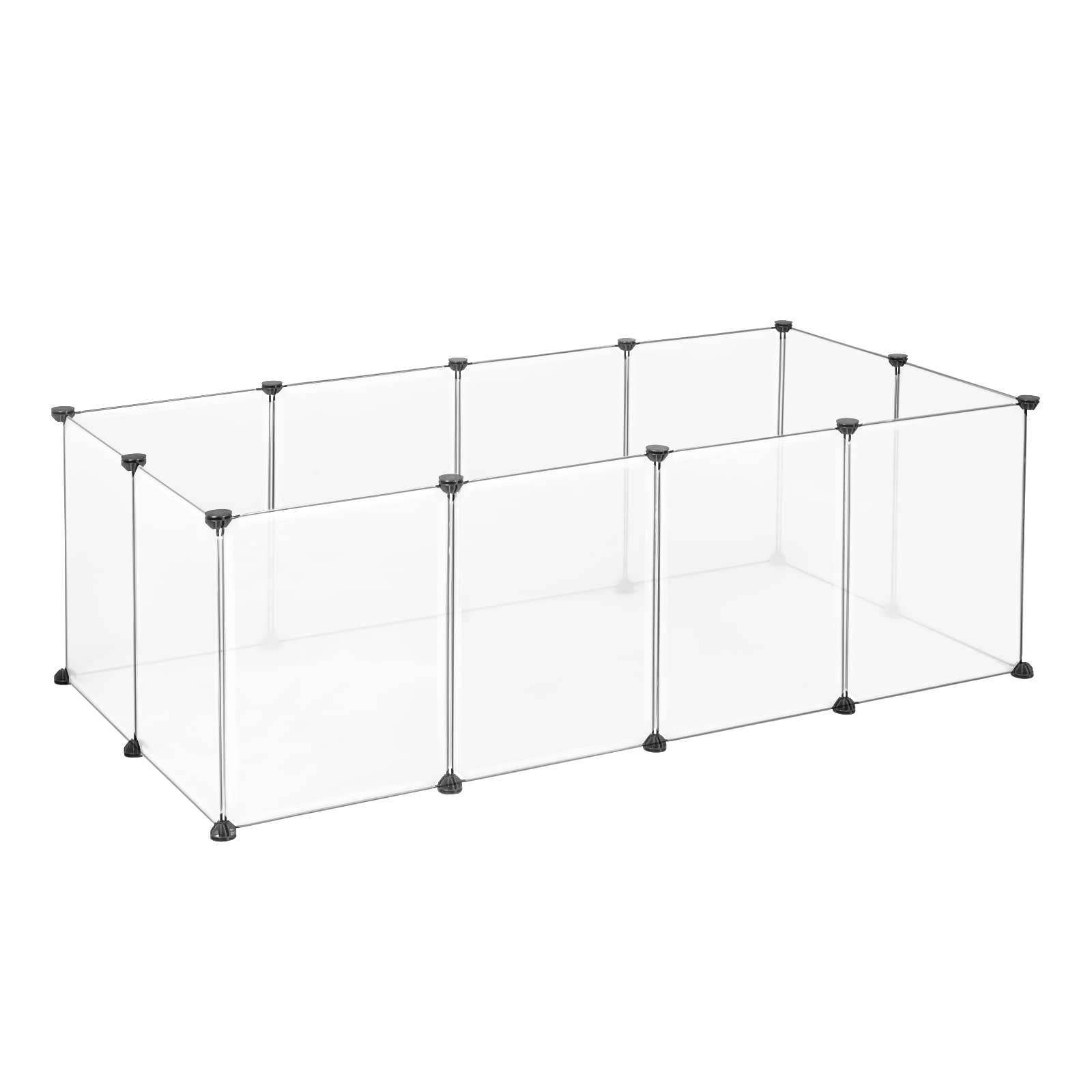 EUGAD Rabbit Run Transparent, Pet Playpen, Small Animal Enclosure, DIY Plastic Hamster Cage with 12 Plastic Panels 45x35cm, Indoor Run for Hamsters, Rabbits,Hedgehogs,Guinea Pigs 145x75x46cm โ image 1