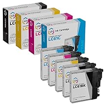 LD Products Compatible Ink Cartridge Replacement for Brother LC61 Series 2 Black, 1 Cyan, 1 Magenta, 1 Yellow, 5-Pack Compatible w Brother 375CW 858CW J125 290C 5895cw 795CW J615W and Many More