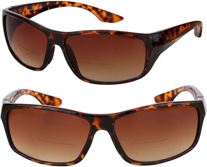 The Driver 2 Pair of Bifocal Sunglasses Featuring High Definition Amber Lenses (Tortoise, 1.25)