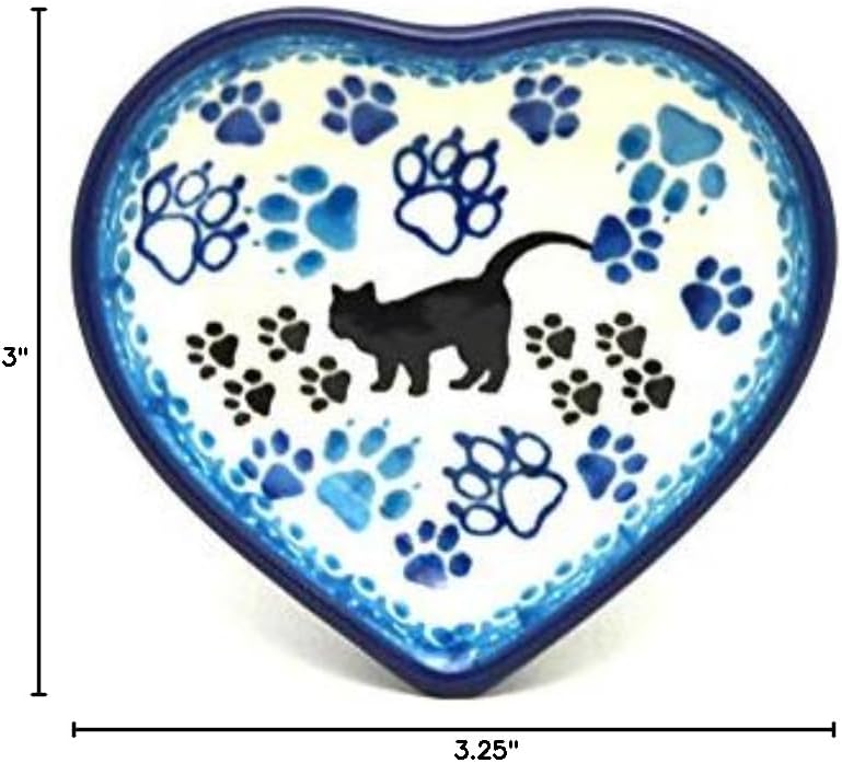 Polish Pottery Tea Bag Holder - Heart - Boo Boo Kitty