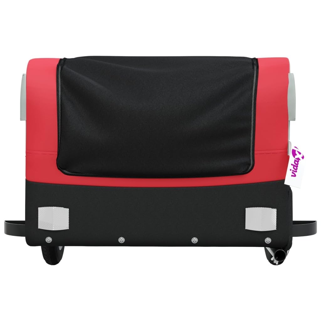 Przyczepa rowerowa, czarna, czerwona, z żelaza, nośność 30 kg, z dyszlem, fotelik dla dzieci, do transportu bagażu, nadaje się do sprzęgła rowerowego, w podróży, na zewnątrz, na co dzień