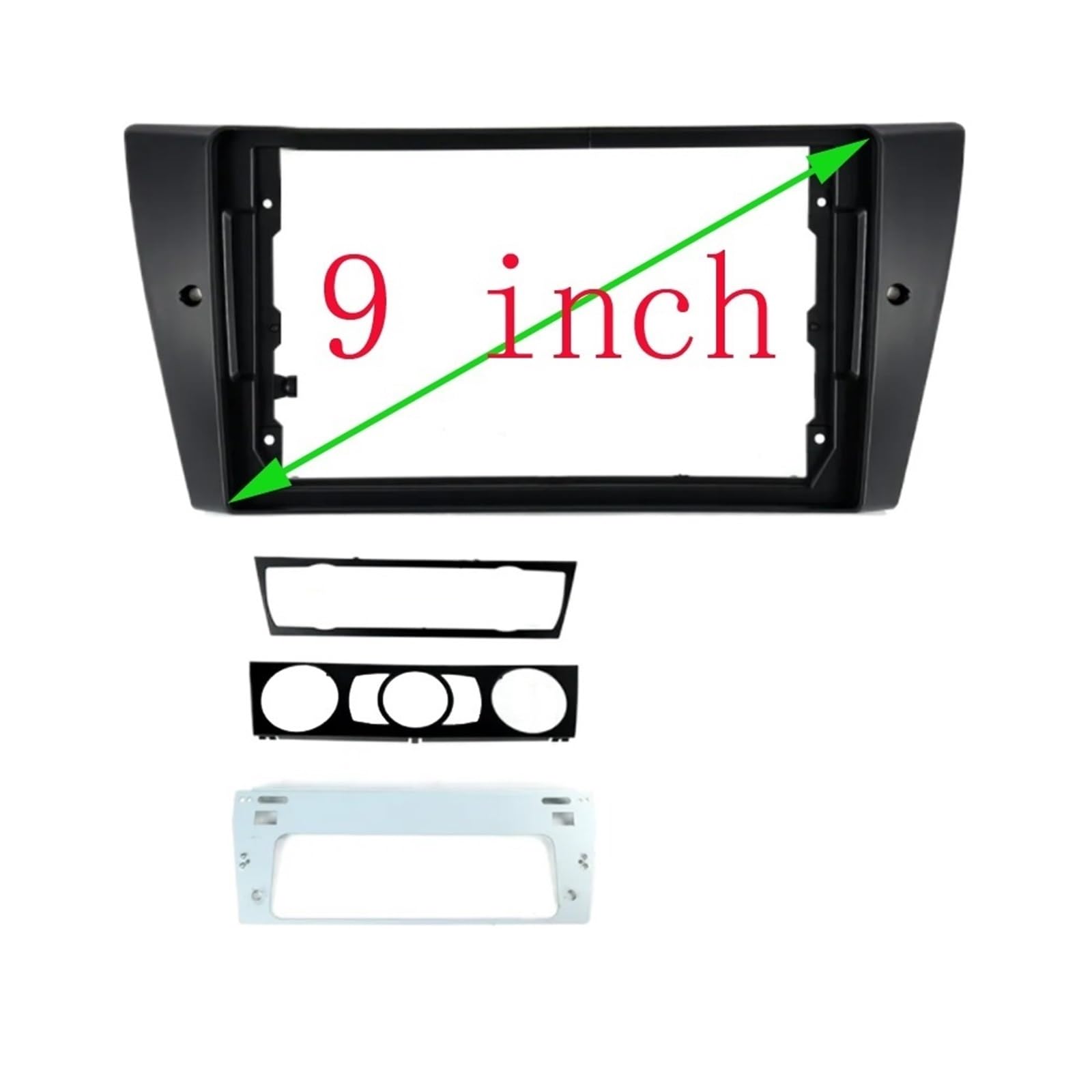 Car Audio 9-calowy duży adapter ramki/pasuje do BMW 3 odtwarzacza CD/DVD 2DIN, zestaw ramek montażowych i kabel zasilający (tylko rama)