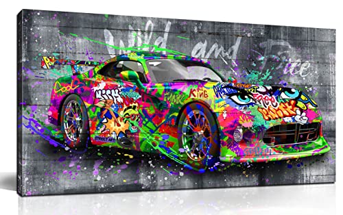 SIXTTART Graffiti Car Wall-Decor - Banksy Canvas Wall Art for