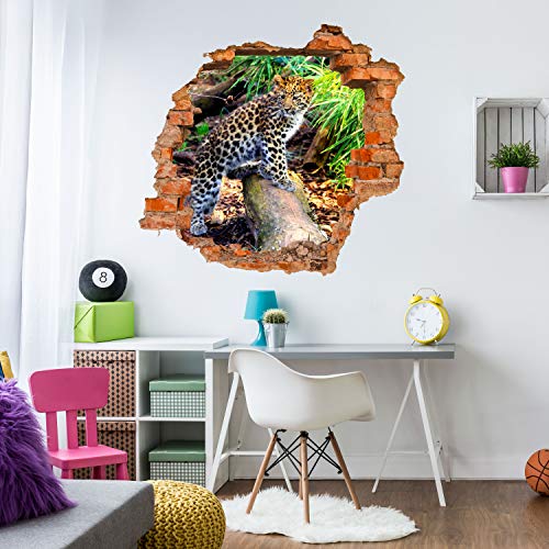 Wandmotiv24 Adesivo da Parete 3D Piccolo Leopardo