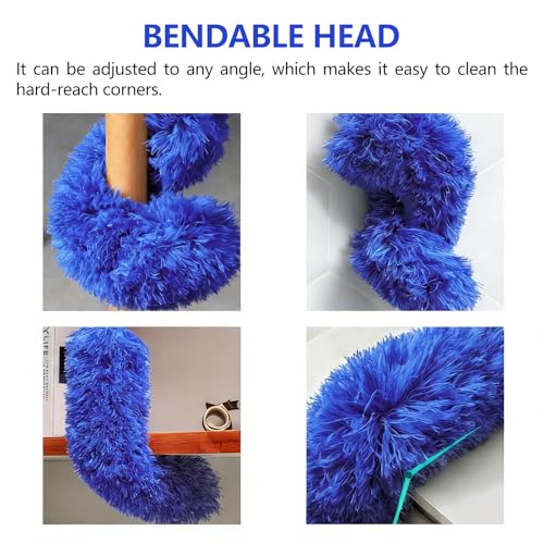 Image of SetSail Extra-Long Dusters with Extension Pole 100-inch for Cleaning Bendable Microfiber Head Washable Ceiling Fan Cleaner Duster for Corner, High Ceilings, Furniture, Blue