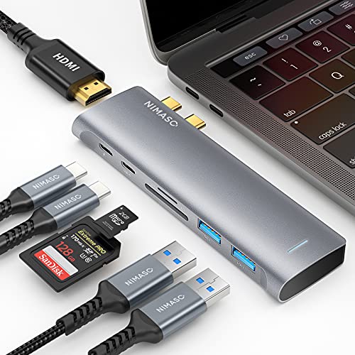 Macbook Pro 2020 NIMASO Hub USB C MacBook Pro Air M1, 7 en 2 Adaptador USB C Hub a 4K HDMI, Thunderbolt 3 (PD 100W), USB C 3.0 & 2 * USB 3.0,...