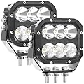 LED Light Pods Off Road 5 Inch 120W 10000lm IP68 LED Driving Lights, Ultra Bright Square Combo Beam for Car Boat ATV RV Pickup Tractor Work LED Pod Lights 12V 24V Fog Lights, Pair