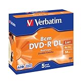 Verbatim DVD-R 8 cm 2,6 GB 8 x SPD Jewel Case 5 unidades), DVD, DVD-R, 8 cm 2,6 GB, 8 x Speed, 5 unidades Jewel Case, Dual Layer, hardcoated