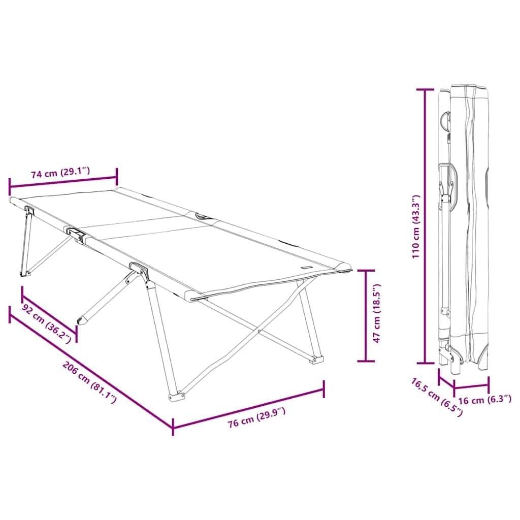 INLIFE Klapp Schlafbett fürs Camping Falten Blau 206 x 76 x 74 cm,Sportartikel,Outdoor-Aktivitäten,Camping & Wandern,Camping-Möbel,Feldbetten,Blau,7.6 KG,42003162