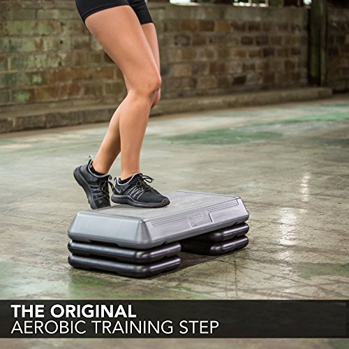 The Step Original Aerobic Platform – Circuit Size Grey Aerobic Platform and Four Original Black Risers Included with 4