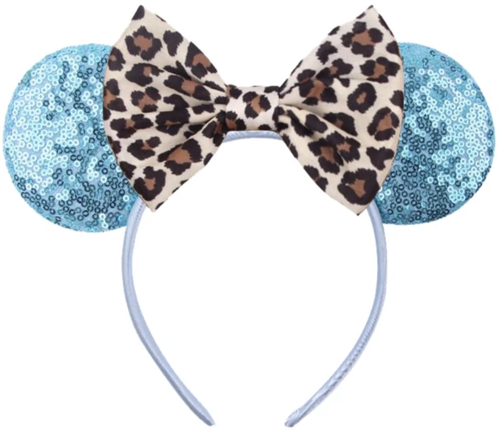 CLGIFT Leopard Minnie Ears, Animal Kingdom Ears, Lion King Minnie (Blue)