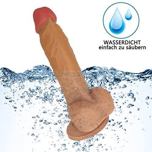 Realistischer Dildo, Klassische Dildo aus Flüssig-Silikon, Penis Nachbildung mit Hoden Analdildo Sexspielzeug mit Saugfuß für Strap On Umschnall-Dildo, Analdildo Real Dong für Frauen und Männer – Bild 6