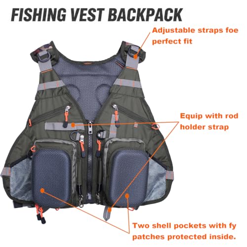 Image of Kylebooker Fly Fishing Backpack & Vest Combo- Premium Fishing Tackle Vest for Men & Women- Upgraded Design Adjustable Fly Fishing Accessory for Fishing Gear Organization