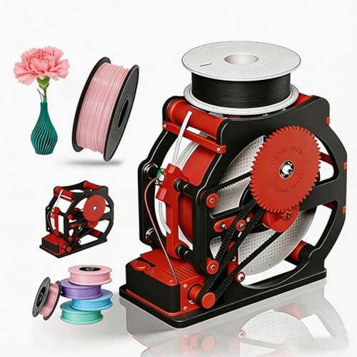 3D Industrial Filament Respooler Machine for 3D Printing, Electric Spool Rewinder with Smart Start Stop, Wrap Neatly Without Tangling, Filament Winder for 1kg Spools, Works with PLA PETG ABS (Red)