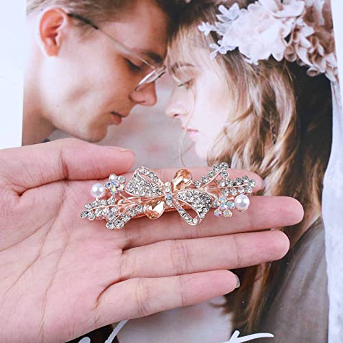Broche de cabello con cristal para boda, color champagne, con pedrería dorada brillante miniatura 4