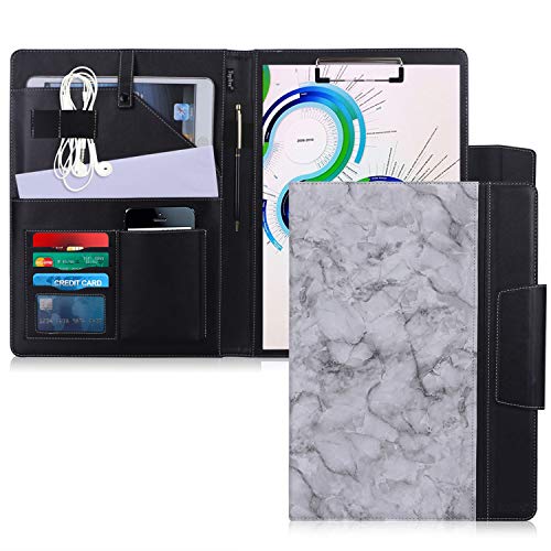 Toplive Portfolio Case Padfolio, Executive Business Document Organizer With Letter Size Clipboard, Business Card Holder, Tablet Sleeve, Perfect For Business School Office Conference, Marbling Black #TOP5