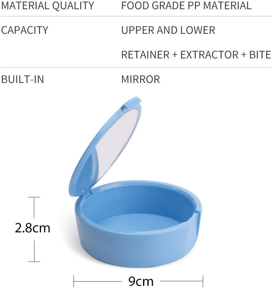 Y-Kelin 2 Pack Retainer Case with Mirror Retainer Container Partial Denture Storage Box (Blue+White)