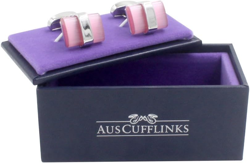 Iced Pink Cufflinks | 5 Year Warranty | Cufflinks Box Included | Pink Cuff Links | Gift for Men