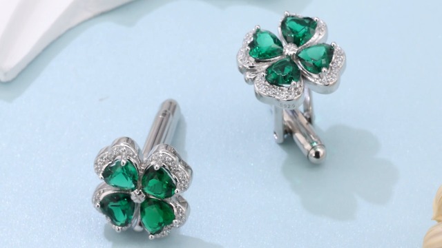 Mancuernillas Trébol de Cuatro Hojas para Hombre Plata 925 miniatura 6