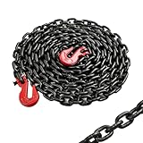 BIGREAT Heavy Duty G80 Transport Binder Chain 3/8'' Inch x 20 Feet,Tow Chain with Clevis Grab Hooks,7100 lbs Safe Working Load Logging for Transporting, Towing(3/8'' x 20FT Black).