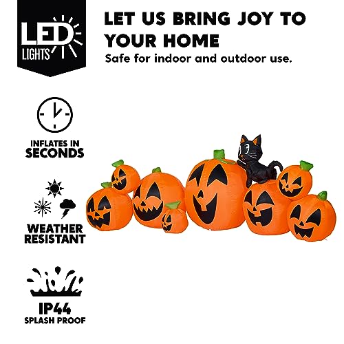 Image of Joiedomi 10 FT Long Halloween Inflatables Outdoor Decorations, Blow Ups Inflatable Pumpkin for Yard with Witch's Cat, 8 Pcs Blow Up Pumpkin Decor for Halloween Decorations Outside