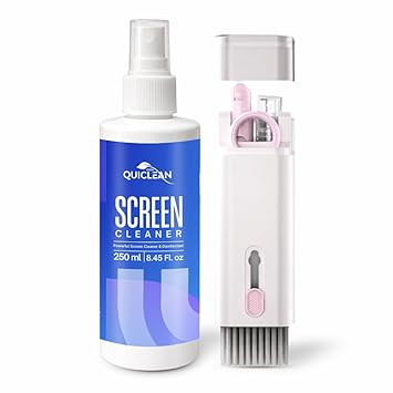 QUICLEAN Laptop Cleaner Kit -250ml with 7-in-1 Gadget Cleaning Machine & 350gsm Cloth for All Screen Cleaning | Machine Cleans,Mobile, Laptop, Keyboard, Earbuds & Lens |Cleaner Cloth for Large Screen