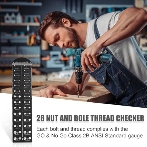 28 Thread Checker, Bolt and Nut Identifier Gauge | Measures #6 to ½