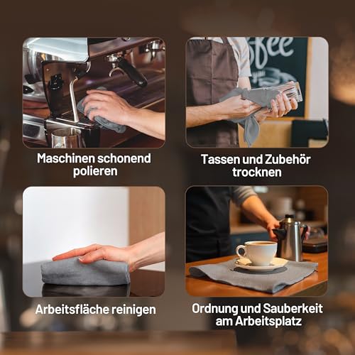 GLANZFAKTOR Barista Tuch Set (2) - Hochwertige Barista Tücher & Barista Lappen (38x38 cm) – Waschbares Barista Handtuch für Barista Kaffee, Espresso & Reinigung – Perfekt für Barista zubehör
