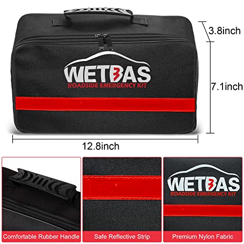 Wetbas Roadside Emergency Kit For Car, Vehicle Auto Truck Safety Emergency Road Side Assistance Kits Essentials With Jumper Cables, Safety Hammer, Tow Rope, Reflective Warning Triangle #TOP1