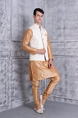 Image of Uri and MacKenzie Men's Silk Blend Kurta Pyjama with Stylish Embroidered Ethnic Jacket