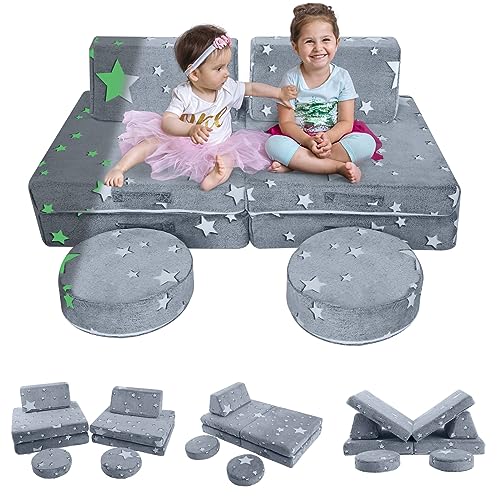MeMoreCool Kids Couch, Kids Play Couch, Kid Couch Sofa, Kids Couch for Playroom, Modular Kids Couch, Foam Sofa