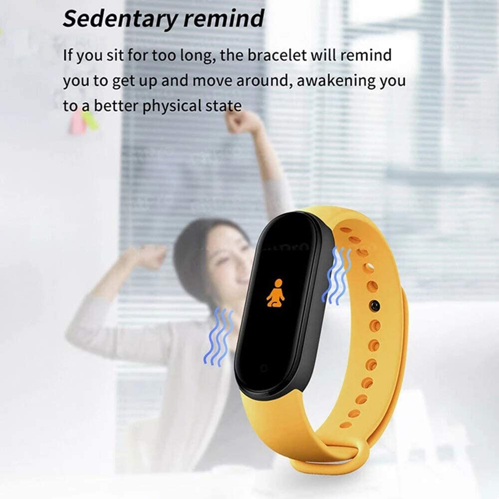 KANBUN M5 Smart Watch dla mężczyzn i kobiet, monitor tętna, monitor ciśnienia krwi, fitness, opaska do smartwatcha, pasek sportowy, do iOS i Android, fitness (pomarańczowy)