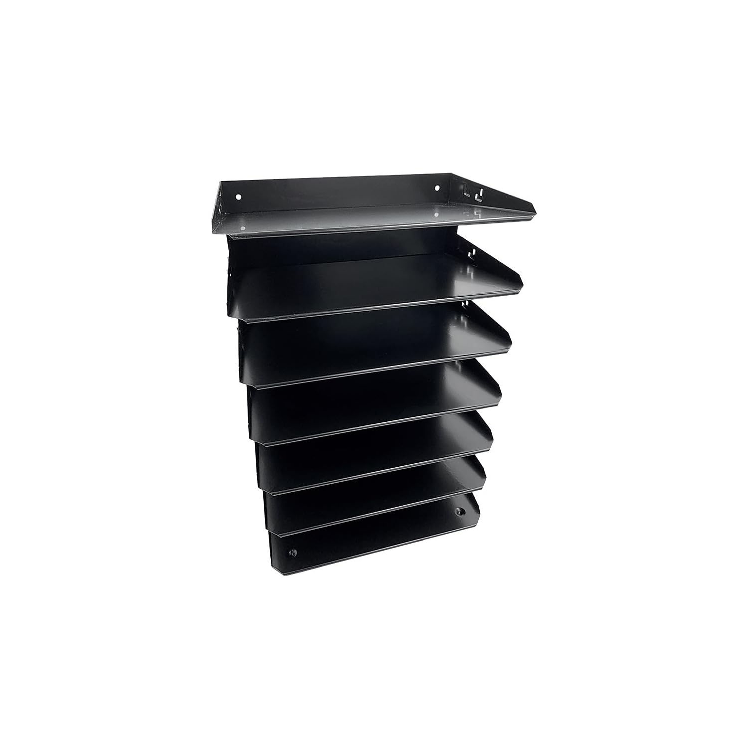 Huron Desktop Horizontal 7-Slot File Binder Organizer Storage Letter Tray, Black Commercial Grade Steel