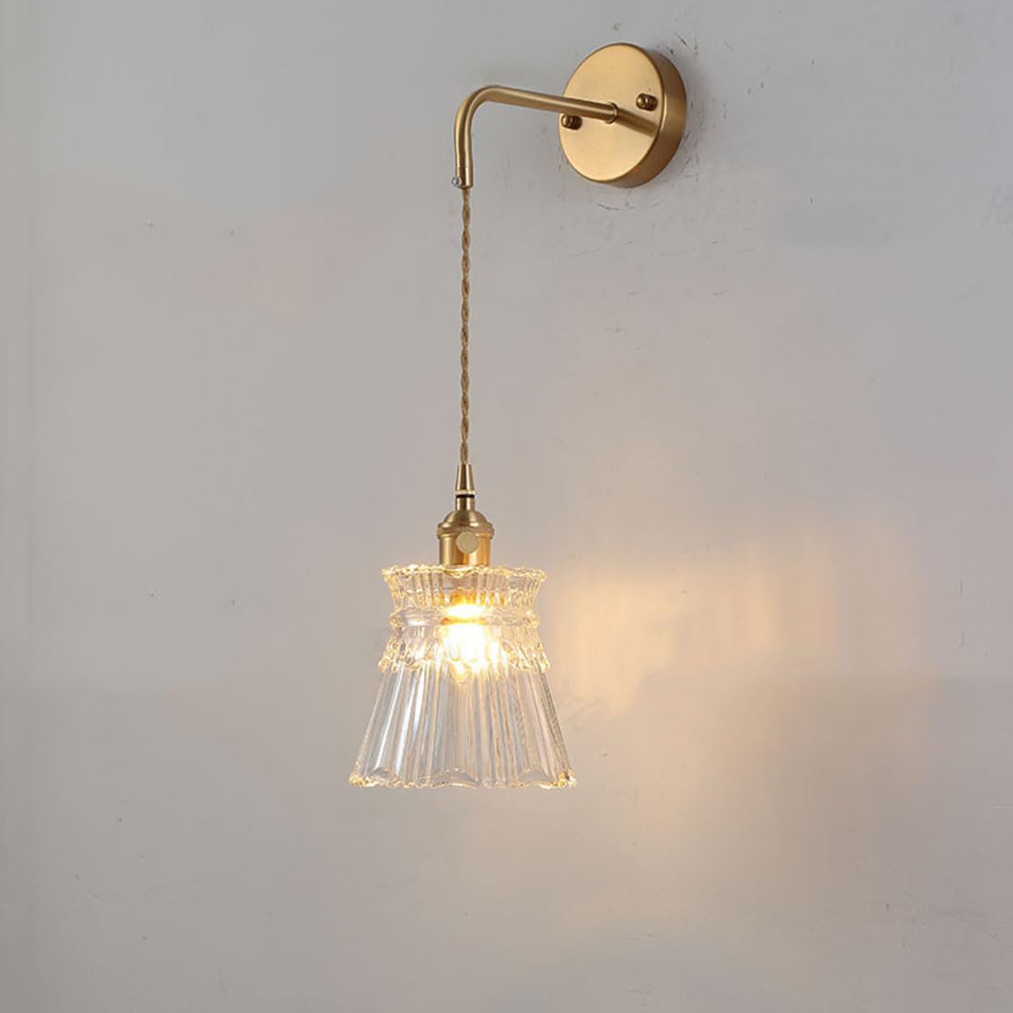 Huayusedf A Retro Wall Sconce With Glass Lampshade Living Room Brass Lights Bedroom Nordic Lamp Lighting Fixtures (O)(A)