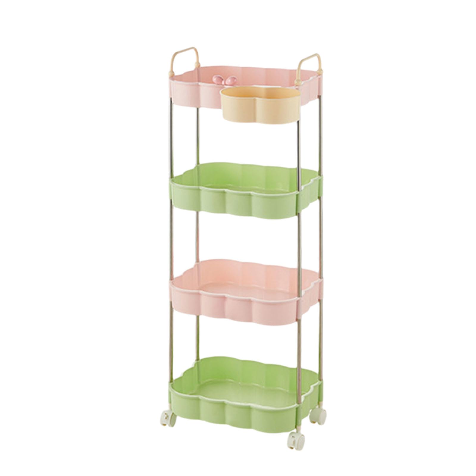 Portable 2/3 / 4 Shelves Utility Cart with Large Capacity Baskets and Lockable for Home Laundry Room Storage Storage Cart