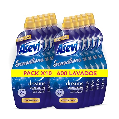 Asevi Suavizante para Ropa Sensations Dreams - Suavizante Concentrado para Lavadora con Efecto Relajante para Dormir - Esencias Naturales - Suavidad Duradera para Todo Tipo de Tejidos - 10x60 Lavados