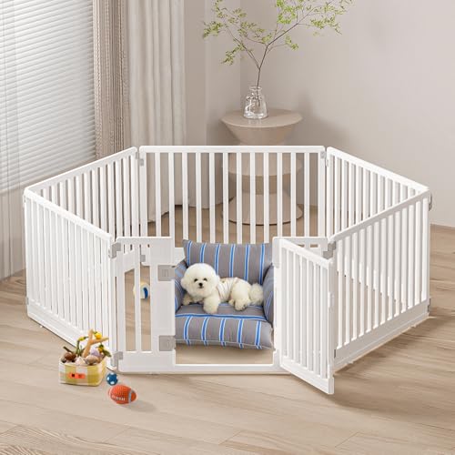 Gupamiga Recinto per Cani Cuccioli da Interno o Esterno, Box per Cani, Gabbia per Cuccioli con Cancelletto, Solido e Smooth, Installazione Semplice, Bianco 178 x 153 cm