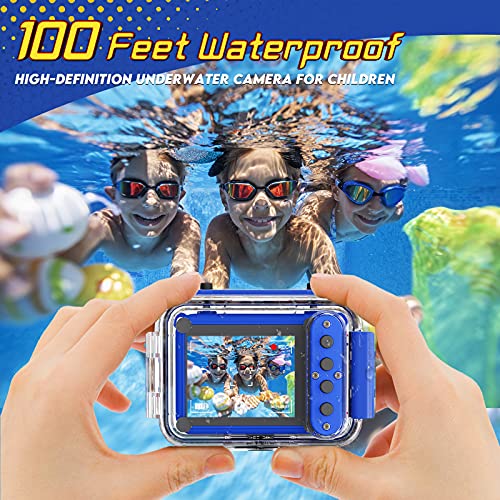 Bryseten Kids Camera Waterproof Selfie Cameras For Boys Age 3-12 Christmas Birthday Gifts For 3 4 5 6 7 8 Years Old Boy Outdoor Toys For Kids Ages 3-10 Underwater Digital Camera 32G Sd Card（Blue） #TOP4