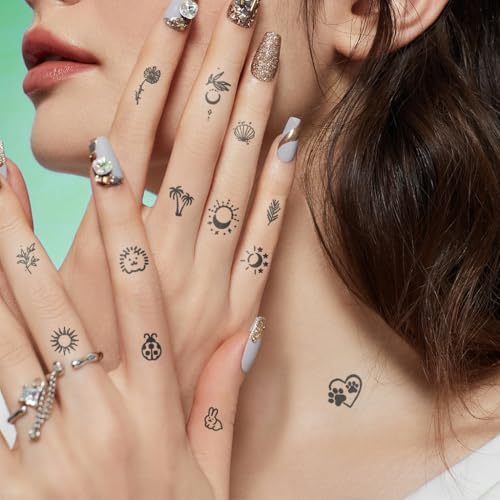 Image of MAYCREATE 5 Sheet Temporary Tattoo 77 Patterns Tattoo Sticker, Sweatproof Realistic Stickers for Kids & Adults, 2-Week Temporary Tattoo Stickers Party Decorative for Hands, Face, Body