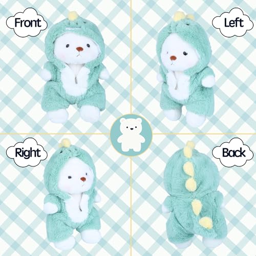 Image of Teddy Bear Stuffed Animal, Teddy Bear Plush Toys with Removable Hoodie Movable Legs, 13'' Soft Cute Emotional Support Stuffed Plushies with Dinosaur Clothes Gifts for Girls Kids Birthday Christmas