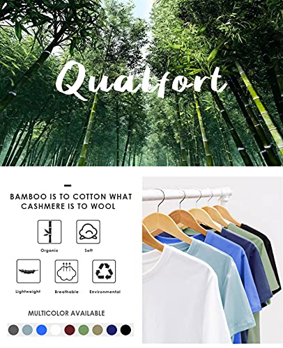 Qualfort Men's Black Bamboo T-Shirt Cotton Crewneck Undershirt Lightweight Slim Fit Sport Tees Medium #TOP5