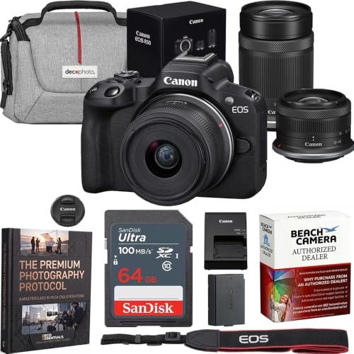 Canon EOS R50 Mirrorless Camera with 2 Lens Kit 18-45mm + 55-210mm Bundle