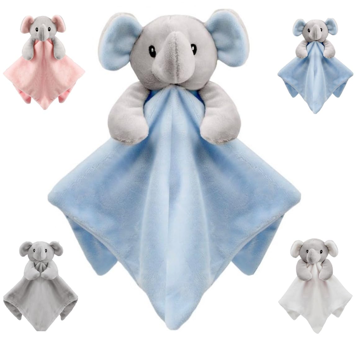 OnlyBee Baby Boys or Girls Elephant Snuggle Comforter Blanket (Blue, Baby)
