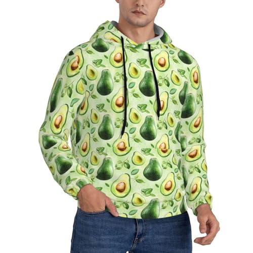 Hoodies For Men - Green Avocado Print Long Sleeve Casual Men'S Hoodies & Sweatshirts Pullover With Pocket