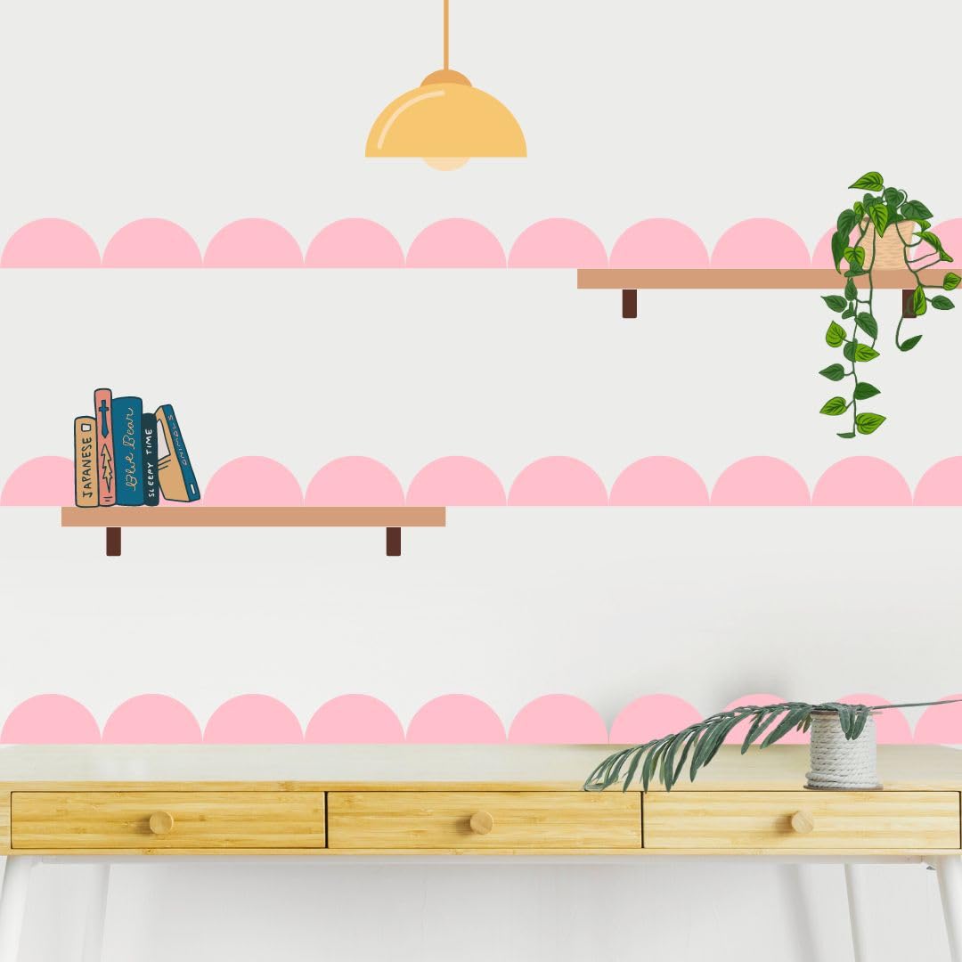 Normals Scallop Border Wall Stickers, Border Wall Stickers for Living Room, Bedroom, Nursery, Boys Girls Decor (Soft Pink) (B0D8YJ33GM) Amazon Price History, Amazon Price Tracker
