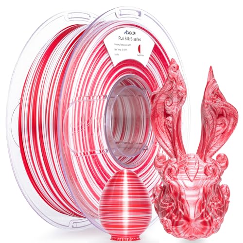 Image of AMOLEN Silk PLA 3D Printer Filament, Shiny Multicolor Christmas Rainbow PLA Filament 1.75mm, Fast Color Change PLA 3D Printing Filament for Most FDM 3D Printer, Red White, 1kg (2.2lbs)