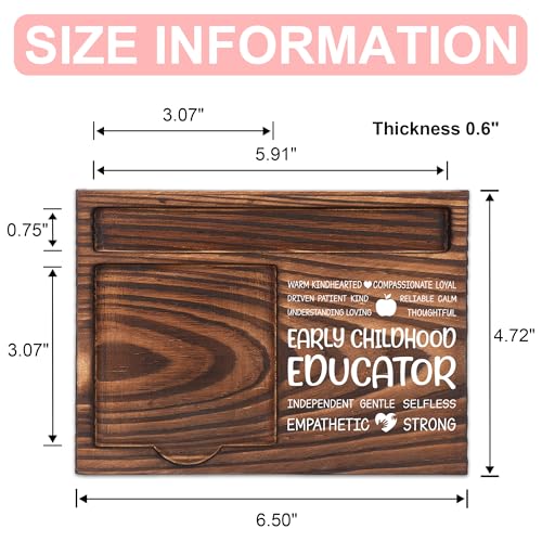 Early Childhood Educator Appreciation Gifts, Thank You Gift for Preschool Teacher, Office Decor for Early Childhood Educator, Sticky Note Holder Wooden Notepad & Pen Holder 6.5" x 4.7" - FTA243